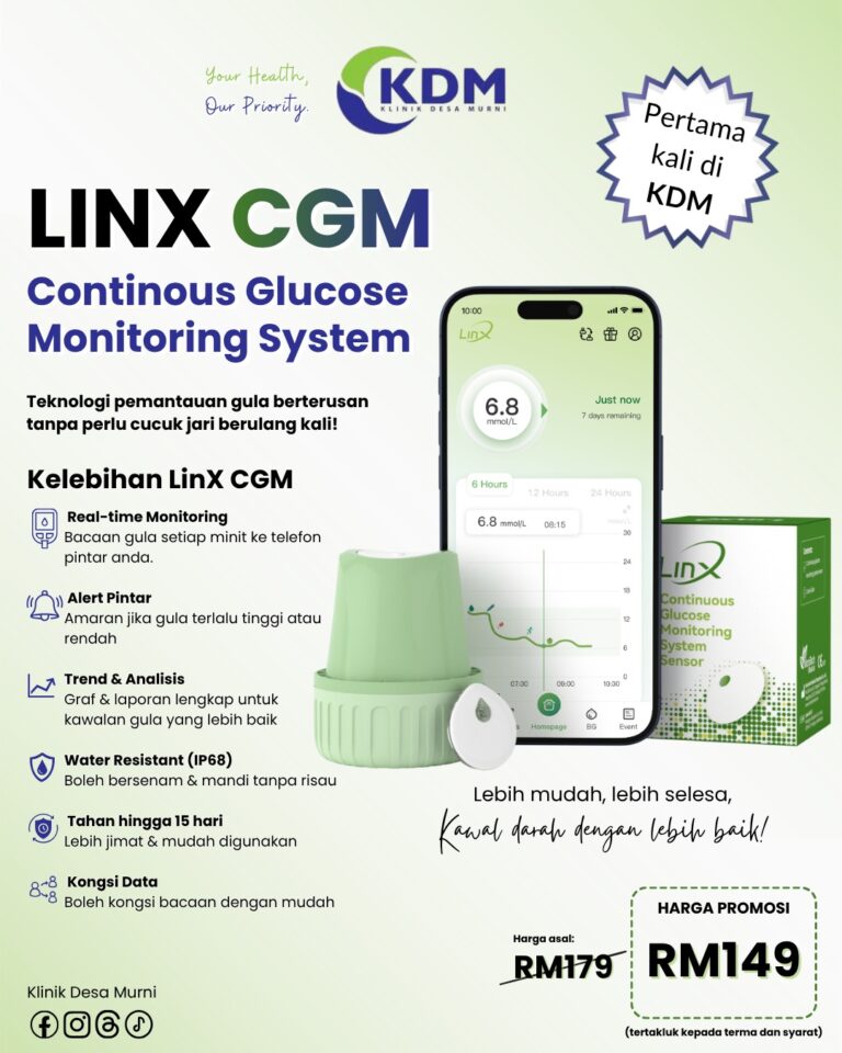 LinX Continuous Glucose Monitoring (CGM) Kini Tersedia di Klinik Desa Murni Sungai Dua